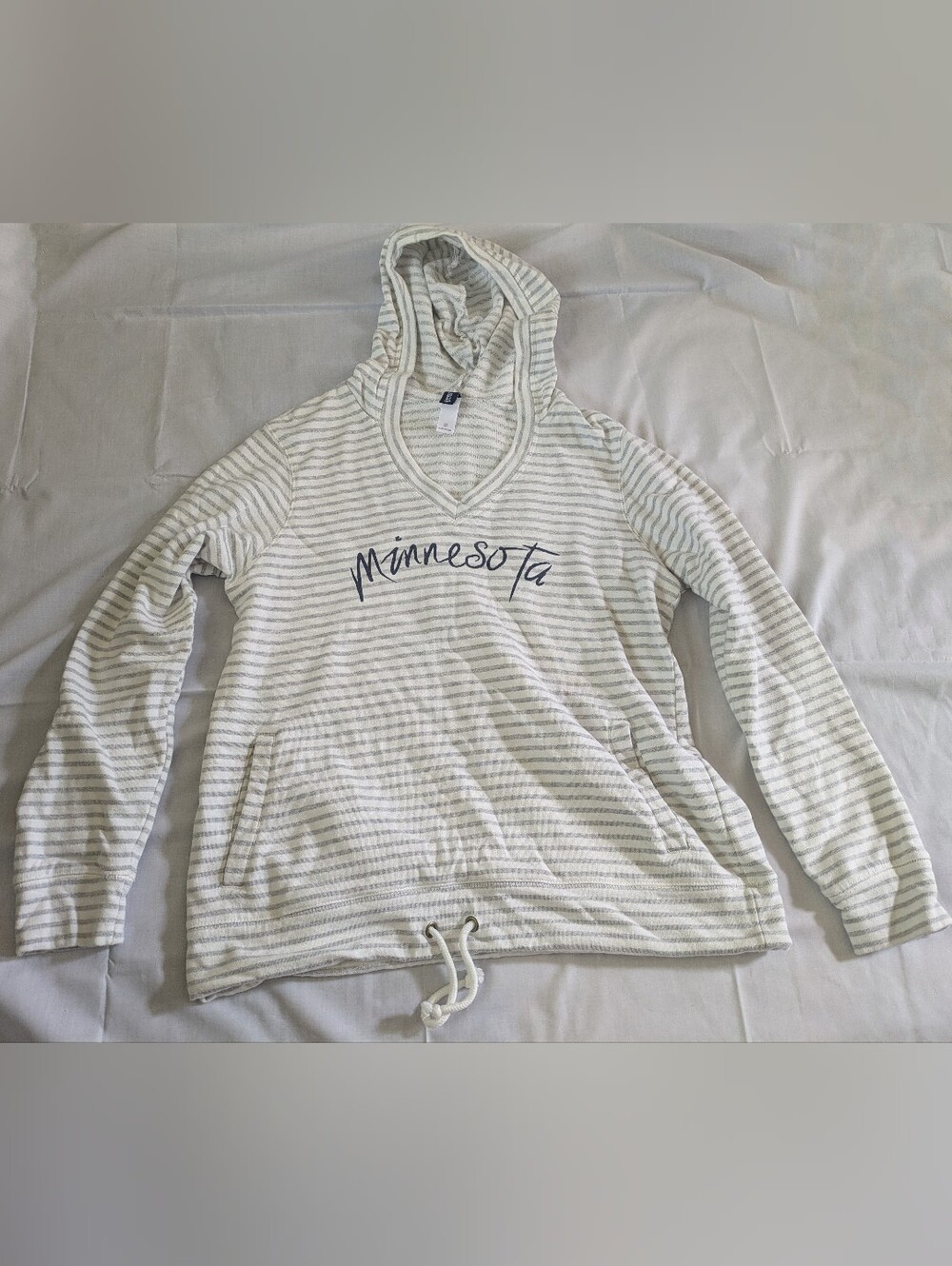 Minnesota Striped Hoodie With Pockets And Cinch Tie Waist